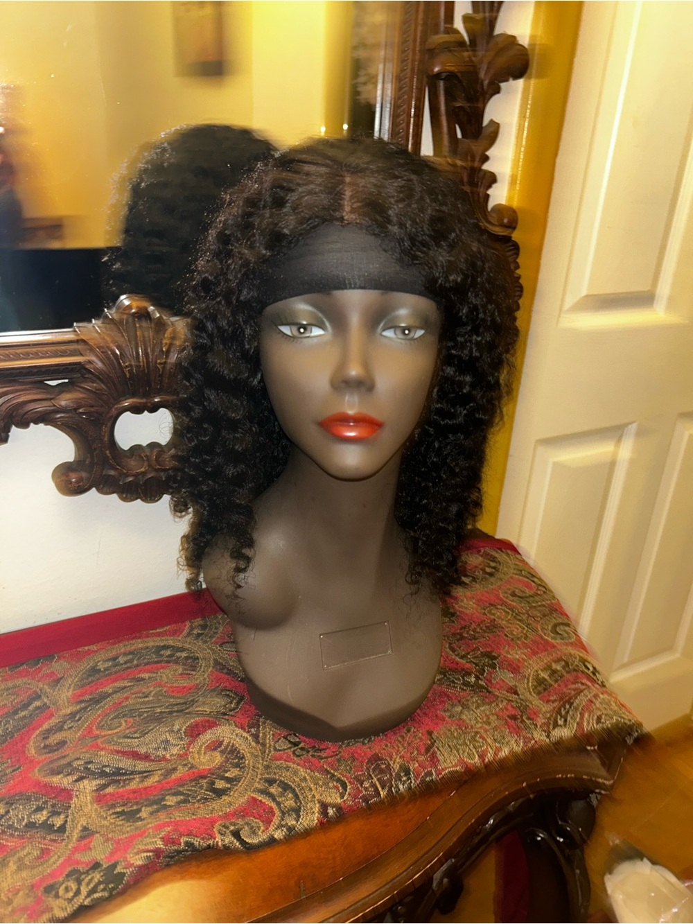 Natural Curly Black Lace Front Wig - Women's Hair